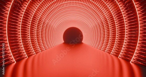 Obraz Futuristic architecture background neon arch tunnel 3d render