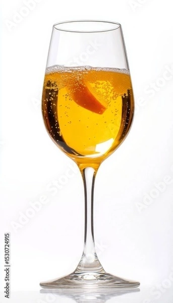 Fototapeta Elegant Bellini Cocktail With Peach Puree And Sparkling Wine Isolated On White Background