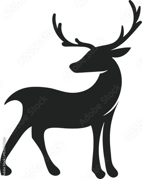 Fototapeta Minimalist Deer Silhouette Icon Vector Illustration