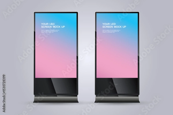 Fototapeta Set of two LED screens for Digital Signage Stand Mockup, Two Technology LED screens mock up on white background. used in advertising space vector illustration