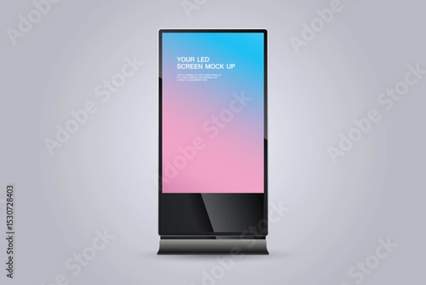 Fototapeta A LED screen for Digital Signage Stand Mockup, A Technology LED screen mock up on white background. used in advertising space vector