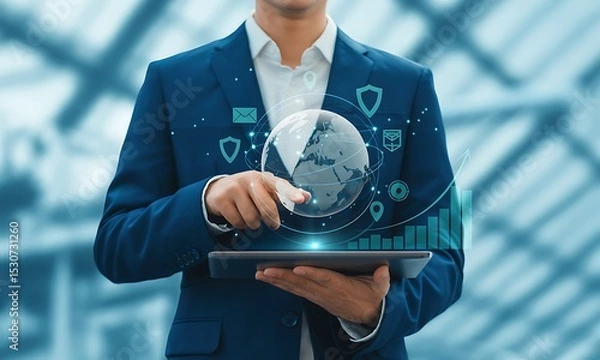 Fototapeta Global Cybersecurity and Data Protection Protecting Digital Assets in the Modern World