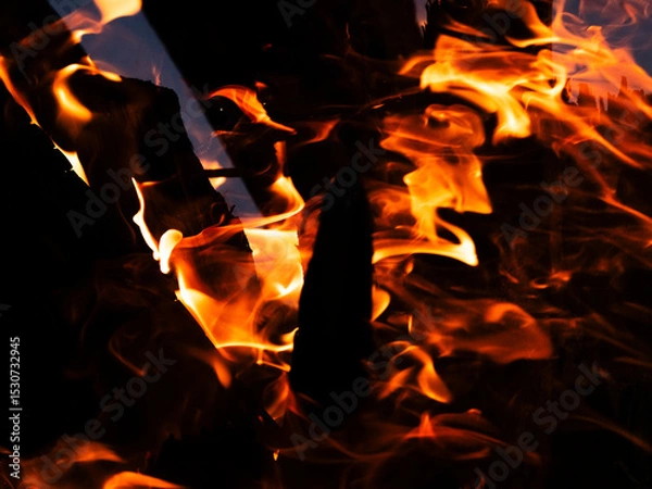 Obraz a campfire burning at night