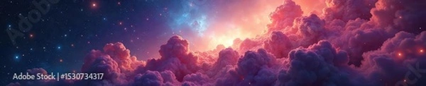 Fototapeta Stunning cosmic cloud of gas and dust, swirling colors of vibrant nebula, celestial wonder, deep space , light years, awe-inspiring, oxygen