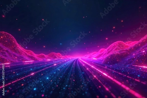 Fototapeta Vibrant, glowing electric hues illuminate a dark, abstract background Perfect for projects needing bold, energetic imagery with a futuristic feel High-resolution digital art , electric green, surreal