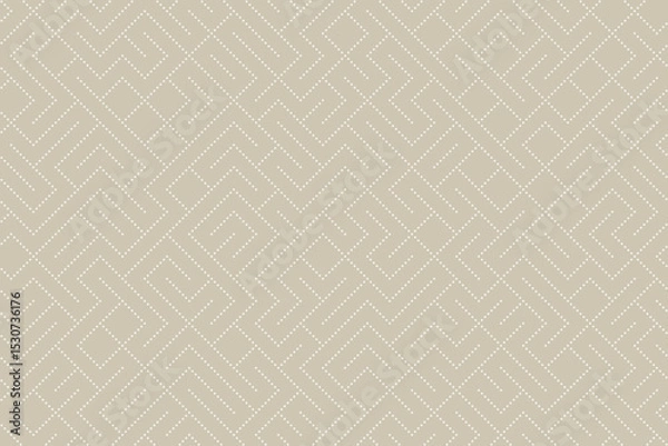 Fototapeta Monochrome technology background, neutral earthy colors, abstract geometric bg with random placed design elements, seamless vector pattern intricate chaotic connected shapes grid