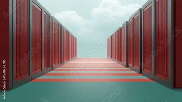 Obraz Digital data center split by national security walls, USA China conflict