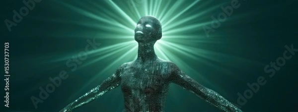 Obraz Holographic economy manipulated by artificial logic, AI manipulation of economy
