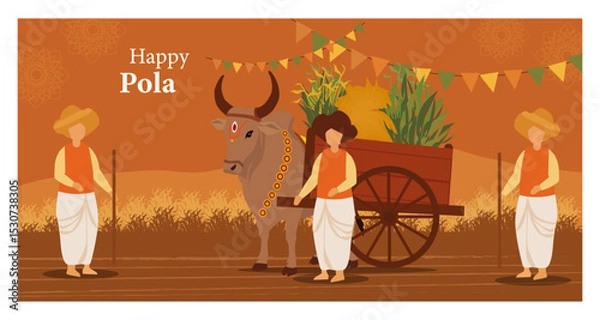 Obraz Polala Festival Honoring Bullocks Vector Collection-04