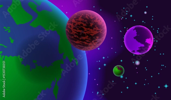 Fototapeta Space background. Planets and stas in the Universe