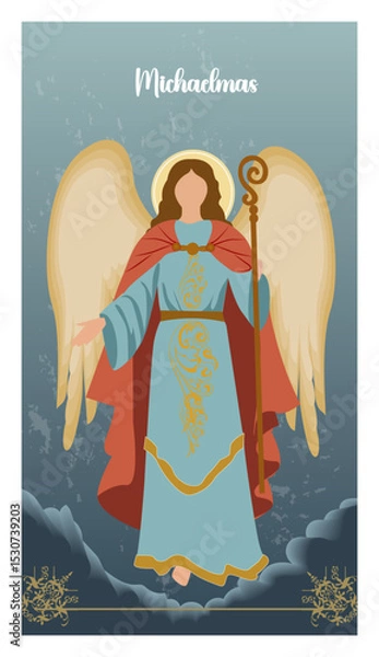 Obraz Michaelmas Illustration of Archangel Michael with Sword and Shield-02