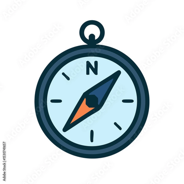 Obraz Vector icon of a compass, symbolizing navigation, direction, and adventure.
