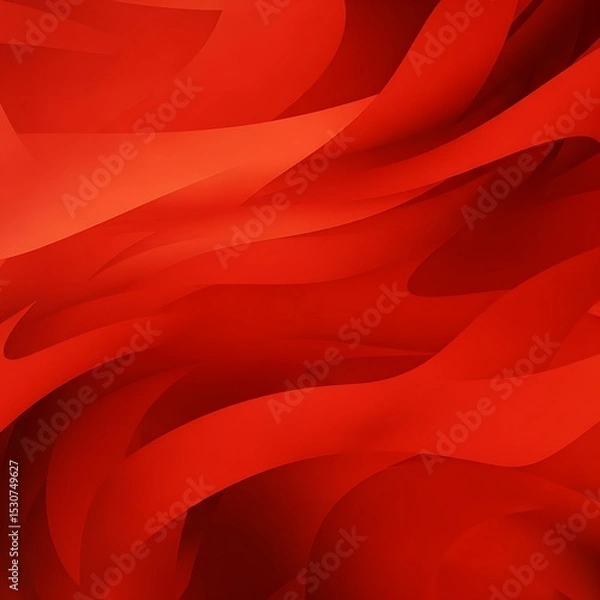 Obraz Engaging red background showcasing overlapping wavy forms, perfect for conveying energy, passion, and innovation