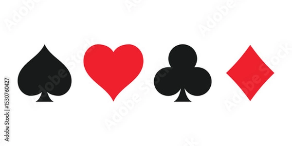Obraz Card suit icons, clubs, diamonds, hearts, spades. Poker graphic elements