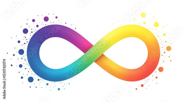 Fototapeta Autistic Pride Day. Rainbow symbol of infinity isolated on transparent background. Color spectrum of infinity sign. Rainbow gradient shaped infinity sign.