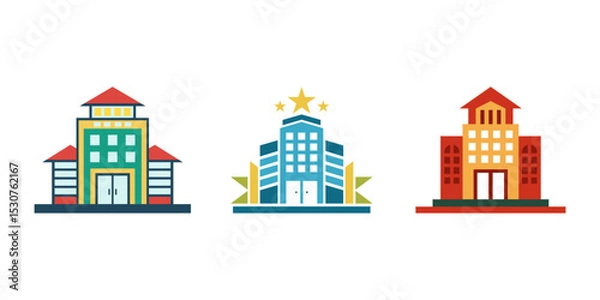 Obraz Isolated vector illustration of hotel buildings