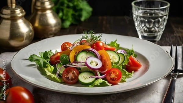Obraz Vegetable salad on a plate.