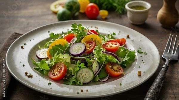 Obraz Vegetable salad on a plate.
