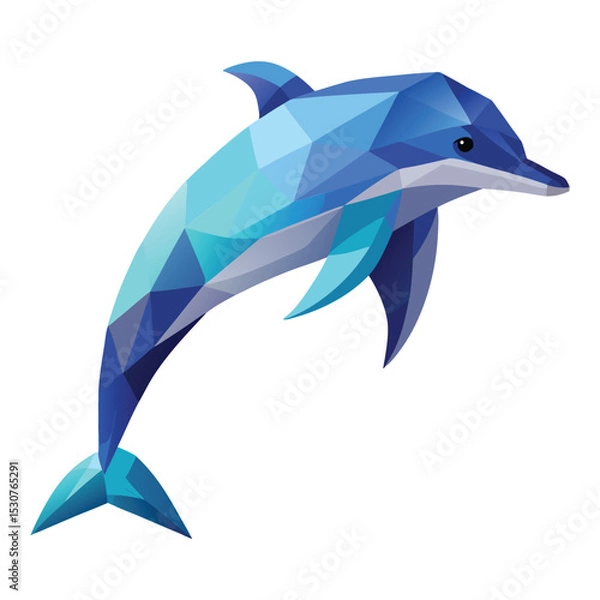 Fototapeta Polygonal dolphin jumping