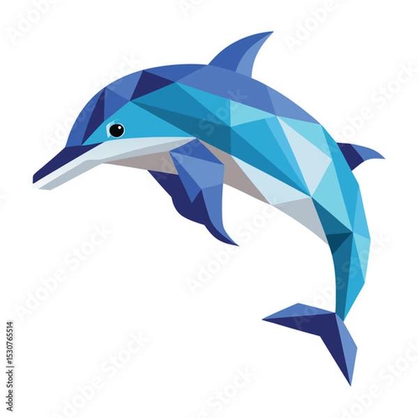 Fototapeta Polygonal dolphin jumping