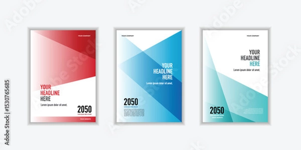Fototapeta Modern folding ribbon theme book cover template in gradient color. A4 size book cover template for annual report, magazine, booklet, proposal, portfolio, brochure, poster