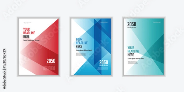 Fototapeta Modern folding ribbon theme book cover template in gradient color. A4 size book cover template for annual report, magazine, booklet, proposal, portfolio, brochure, poster