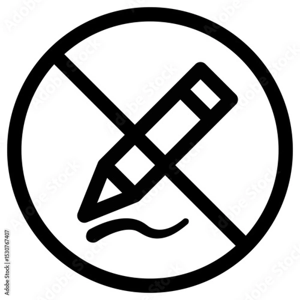 Fototapeta No editing prohibited sign with pencil and scribble in black