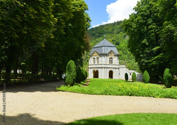 Obraz Echternach, Luxembourg, gardens of the Abbey of Echternach with tea house