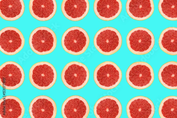 Obraz Pomelo Fruit Slice Pattern, Red Grapefruit Minimal Background