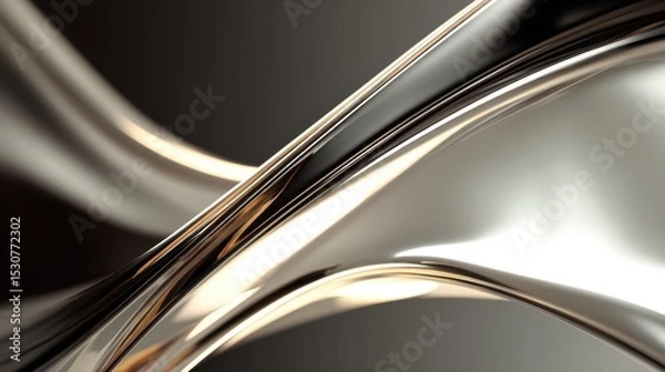 Fototapeta Abstract Metal Wave Design with Smooth Curves and Bright Reflections