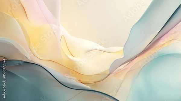 Fototapeta Soft Flowing Abstract Waves in Pastel Colors for Tranquil Design