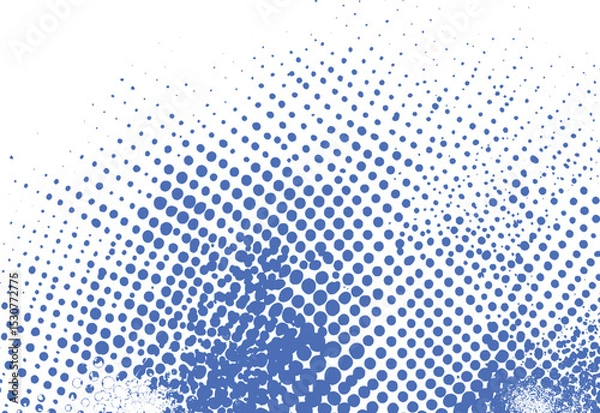 Fototapeta Abstract blue dot halftone pattern design with grungy texture suitable for digital backgrounds and graphic elements