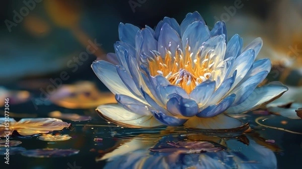 Fototapeta Beautiful water lily blossom with vibrant colors and soft light