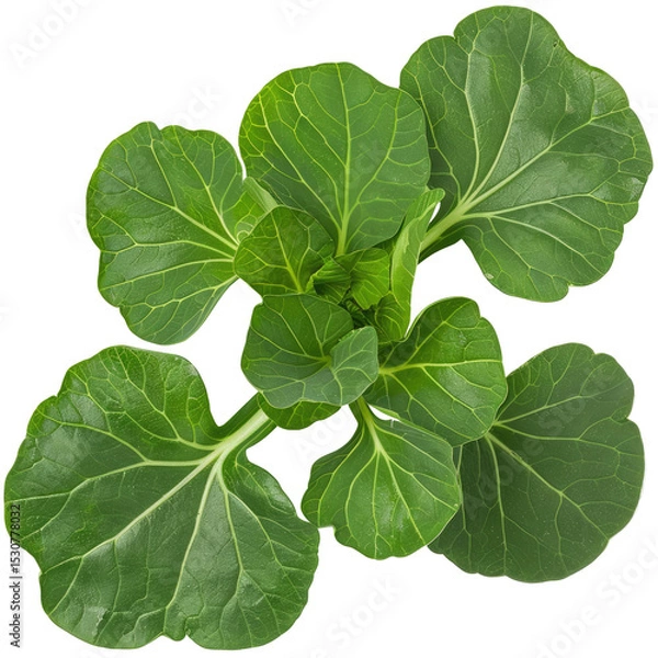 Fototapeta Bok Choy Leaves, Top View. Fresh, Green Bok Choy On A White Background. Healthy Organic Vegetable. Minimal Style. Copy Space For Text. 