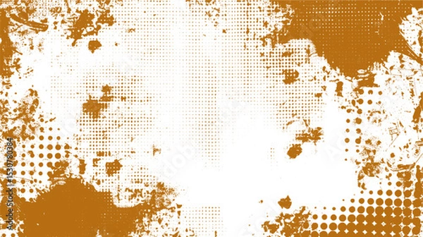 Fototapeta Artistic grunge background with halftone and splatter elements in earthy brown tones.