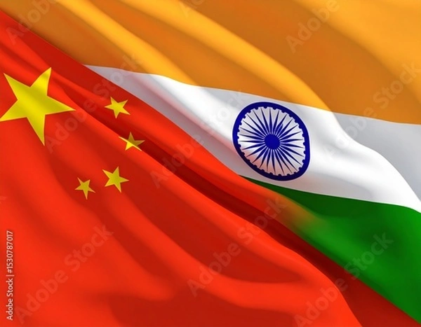 Obraz Flags of China and India