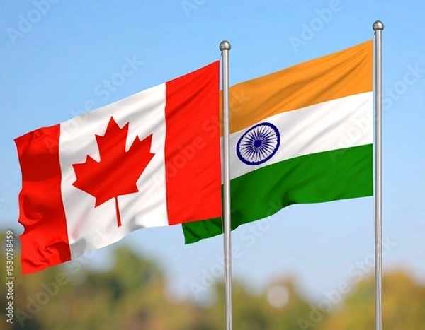 Obraz Flags of Canada and India Waving Together