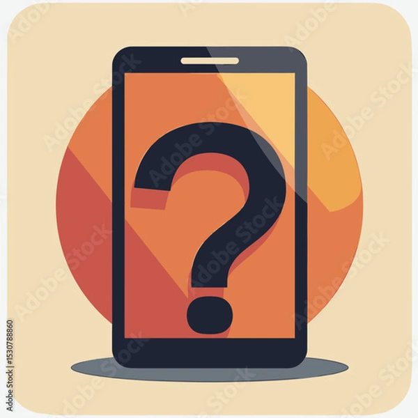 Fototapeta Smartphone with question mark displayed on screen in flat style  