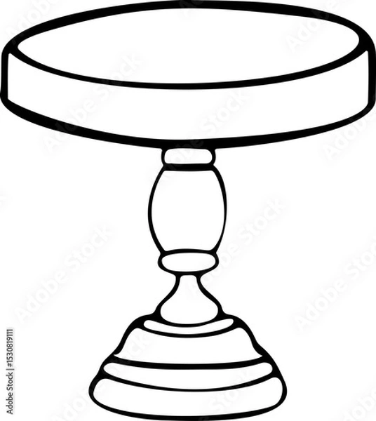 Fototapeta Vector icon illustration. Cake stand with cloche outline. Isolated on white background 