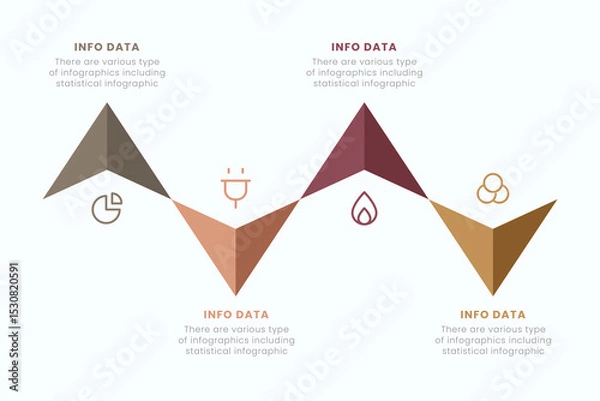 Fototapeta Business presentation growth arrow infographic template with 4 steps or process to success, vector illustration.