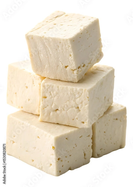 Fototapeta Stack of tofu cubes isolated