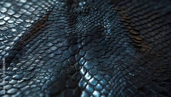 Fototapeta Black snake skin pattern texture background featuring a natural and intricate design.