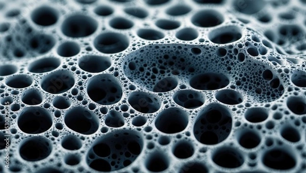 Fototapeta Black sponge texture abstract background, close-up of aquarium filter foam pattern.