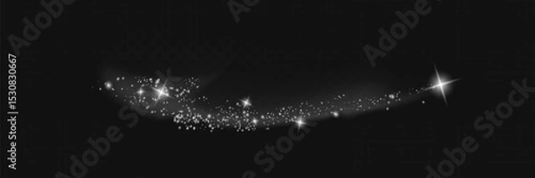 Fototapeta The dust sparks and golden stars shine with special light. Vector sparkles on a transparent background. Christmas light effect. Sparkling magical dust particles.