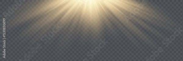 Fototapeta White glowing light explodes on a transparent background. Vector illustration of light decoration effect with ray.