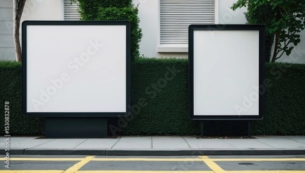 Fototapeta Two large-format billboards positioned side by side along a street in Ticino, Lugano, Switzerland.