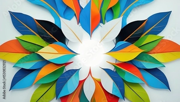 Fototapeta Vibrant 2D paper flower arrangement with colorful designs