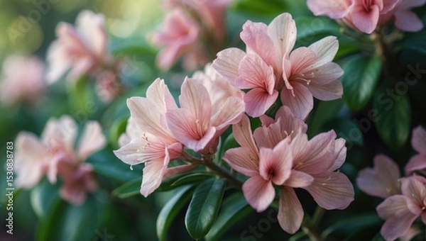 Obraz A close-up of a beautiful pink oleander flower. Its gentle pastel pink hue evokes a serene and romantic ambiance.