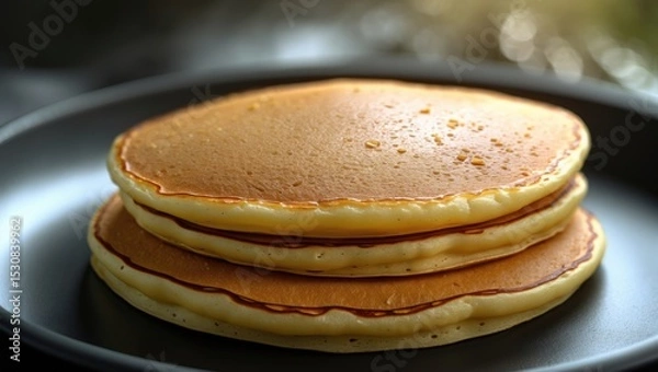 Obraz A detailed closeup of large pancakes.