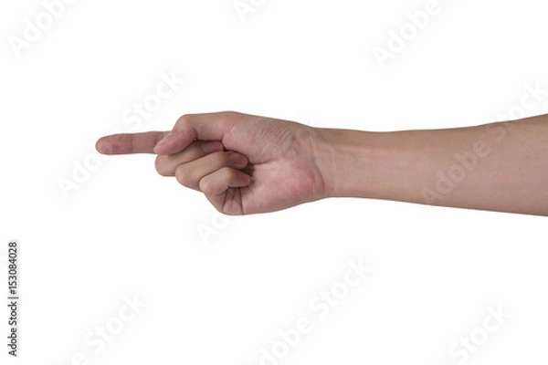 Obraz man hand pointing isolated with white background